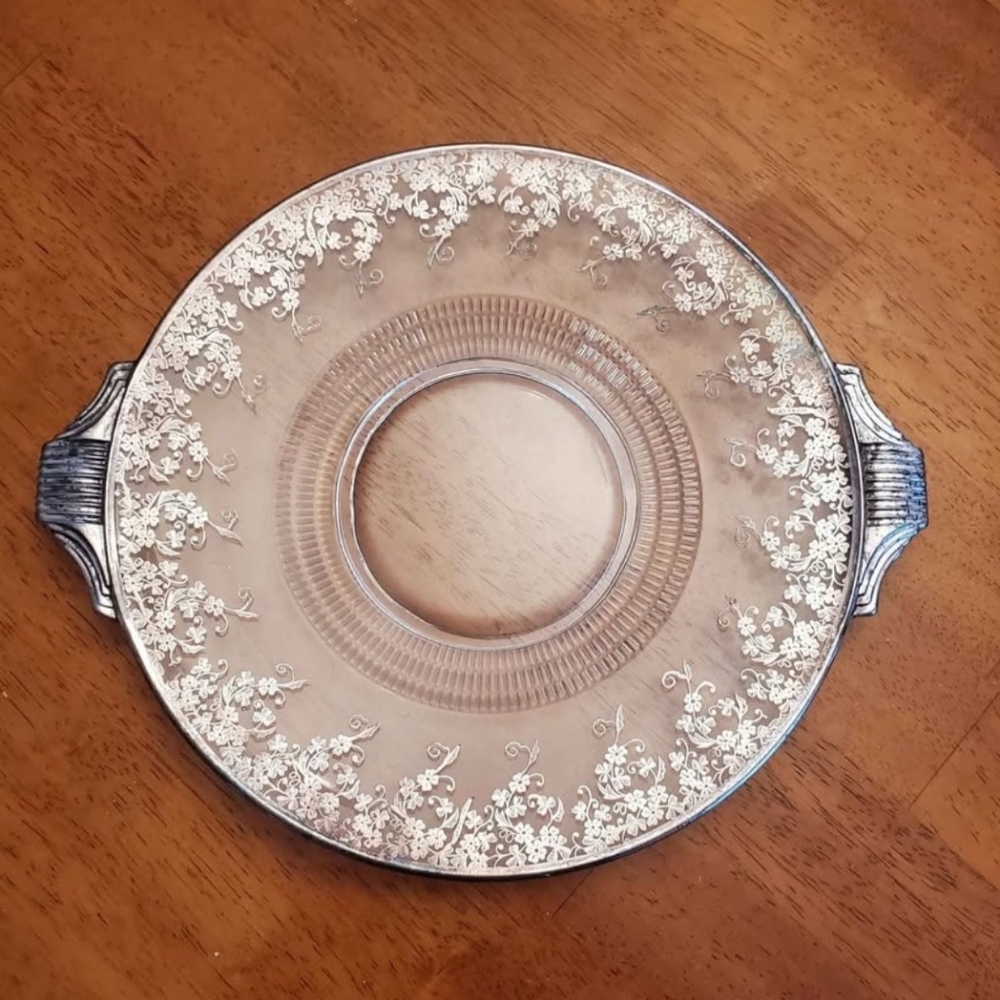 Art Deco silver overlay plate